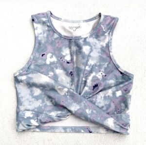 Wildfox Sweat Melange Twist Front Crop Top White Purple Size Medium Women's Yoga